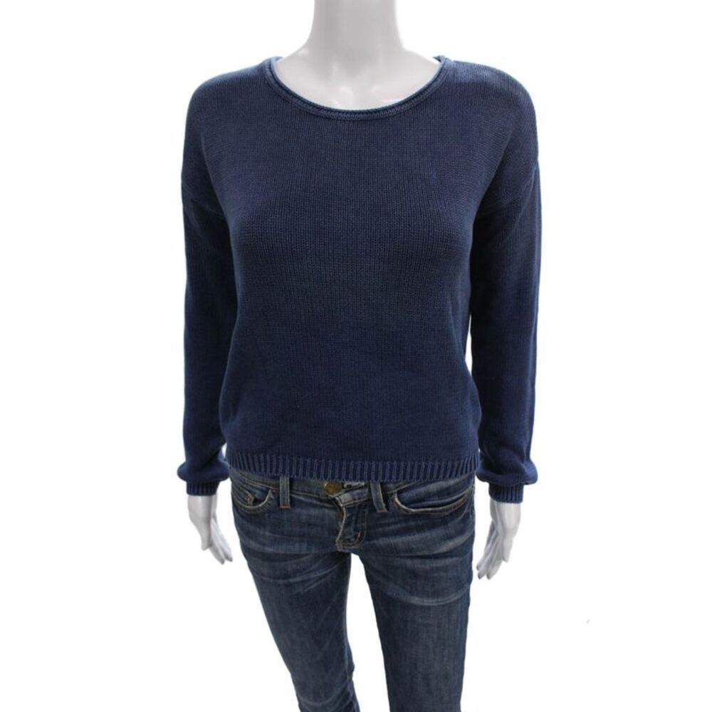 Current/Elliott Womens Blue Cotton Pullover Sweater Round Neck Size 0